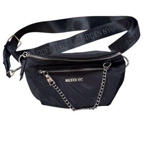Madden NYC Black Crossbody‎ Bag with Chain Accent